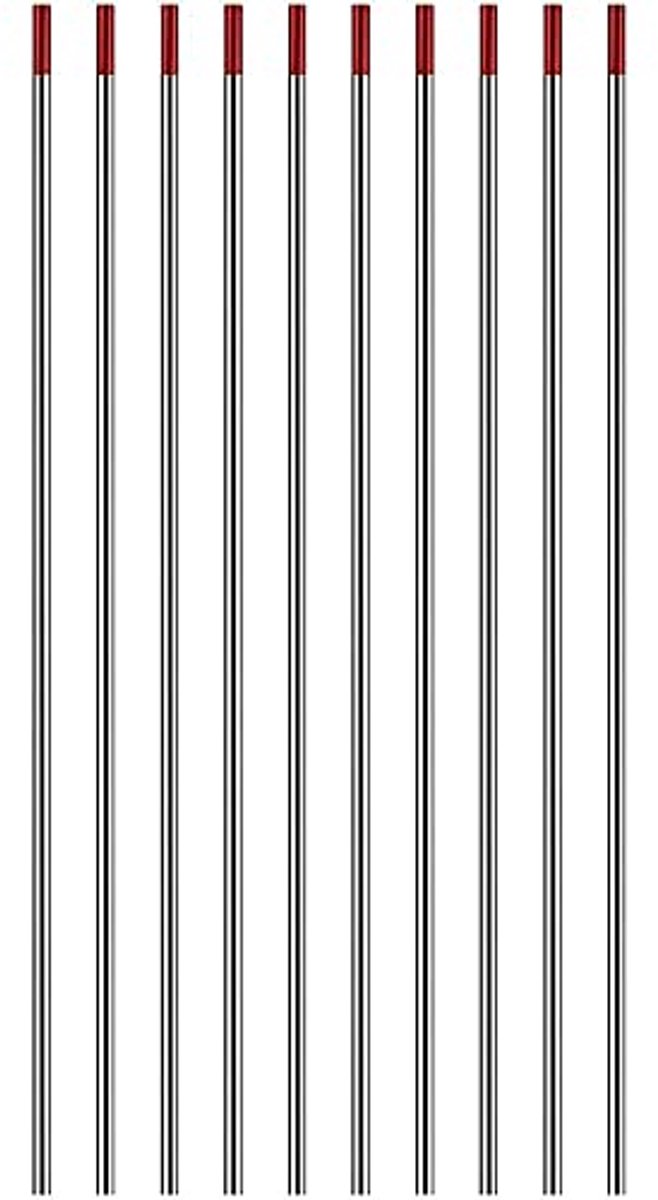 10 Pack TIG Welding Tungsten Thickened 3/32" WT20 (Red) Earned Tungsten Electrodes-2.4x150mm