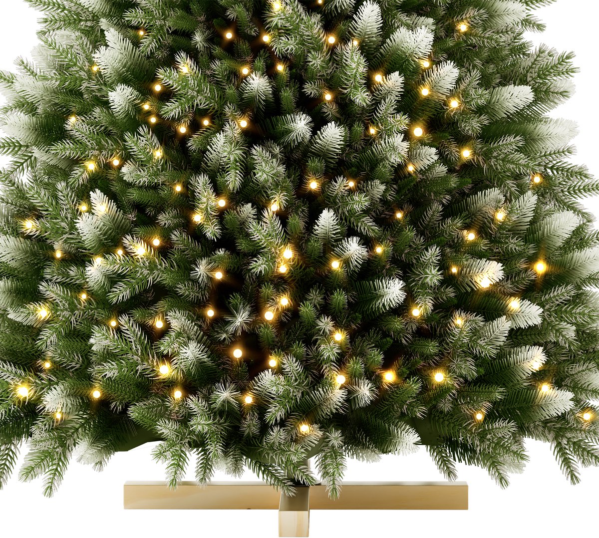 Aufun 180cm Kunstkerstboom dennenboom kunstgroen PVC, edelspar snel op te bouwen, incl. LED-verlichting en kerstboomstandaard, natuurlijk wit besneeuwd – foto 3