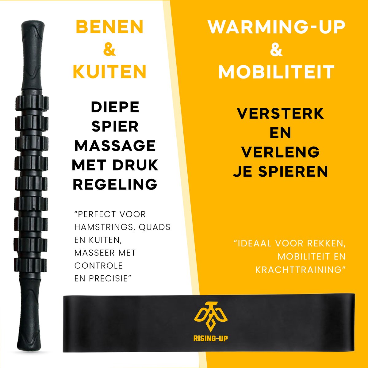 Rising Up Foamroller Pro Set 6 delig – Grid & Gladde Foamroller, Peanut Roller, Massagebal, Kuitroller, Weerstandsband + Rugzak & Gratis Trainingsapp + E-books thumbnail 5