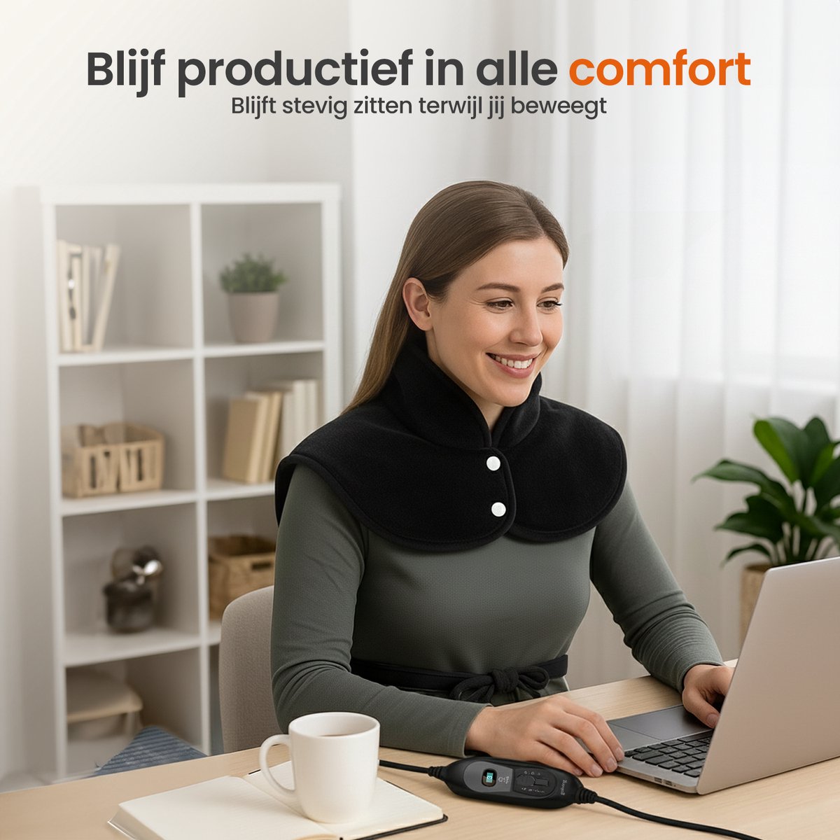 Goliving Elektrische Deken Voor Rug en Nek - Elektrische Warmtedeken - 3 Warmtestanden - Timerfunctie - Machinewasbaar - 100 Watt - 60 x 90 cm - Micro Pluche - Zwart – foto 8