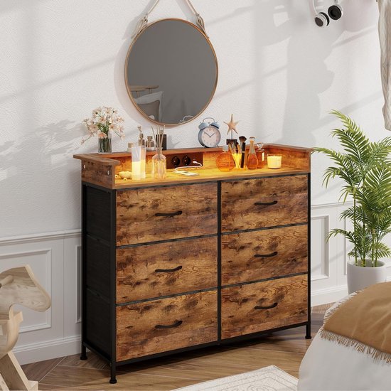 VEDECASA Commode à 9 tiroirs pour chambre, armoire industrielle, cadre