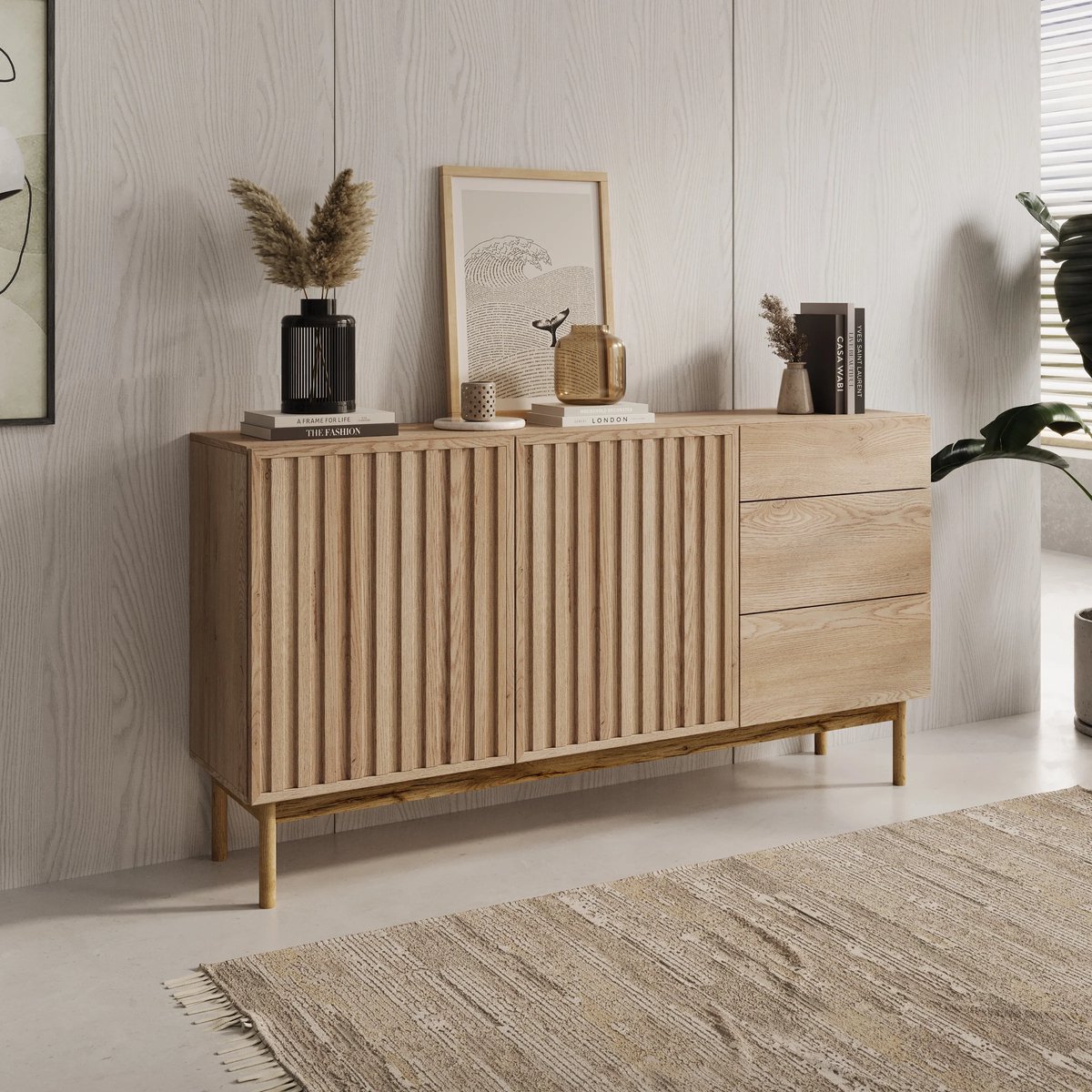Meubella - Dressoir Storm - Eiken - 159 cm