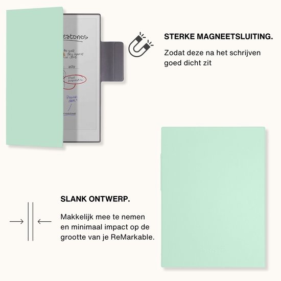 Lunso ReMarkable Paper Pro Slim magnetisch sleepcover PU leer hoes - Groen van Lunso — afbeelding 3