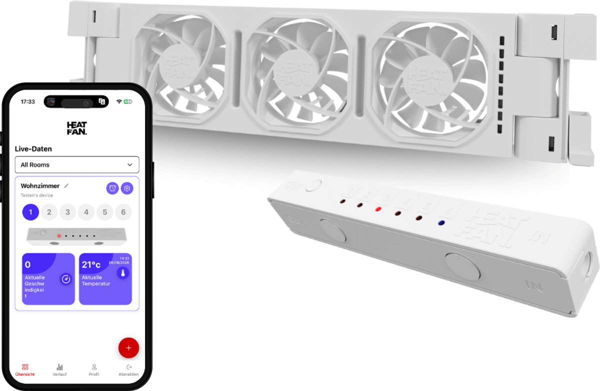 Heatfan 3 - Single Set - Wit - Radiator Ventilator – Radiator Ventilator – met WIFI Controller – Energiezuinige Radiator Fan voor Verwarming – Geschikt voor radiatoren van 30 cm t/m 60 cm