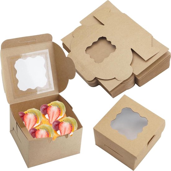 25 stuks kraftpapier wijnfles doos met venster opknoping opvouwbare