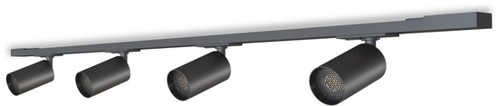 Calex Railsysteem Verlichting – 2 Meter – GU10 Fitting – 4 Spots – Opbouwspot – Mat Zwart – 1 Fase