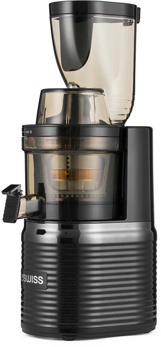 4SWISS Slow Juicer BM202, 200 W, 40 tpm, Reverse-functie, EasyClean, XXL-opening, Zwart