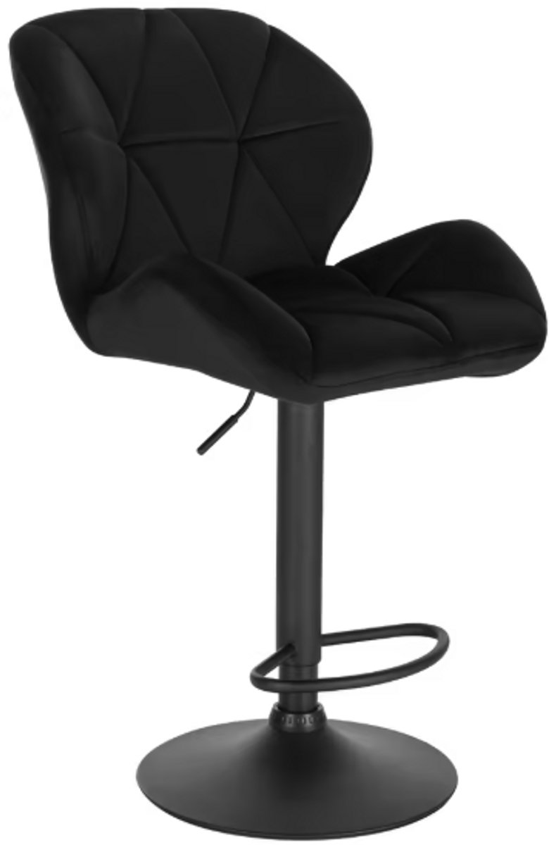 Bolt Edge Barkruk - Zwart Velvet - Rugleuning - Verstelbaar - Zithoogte 60-82cm