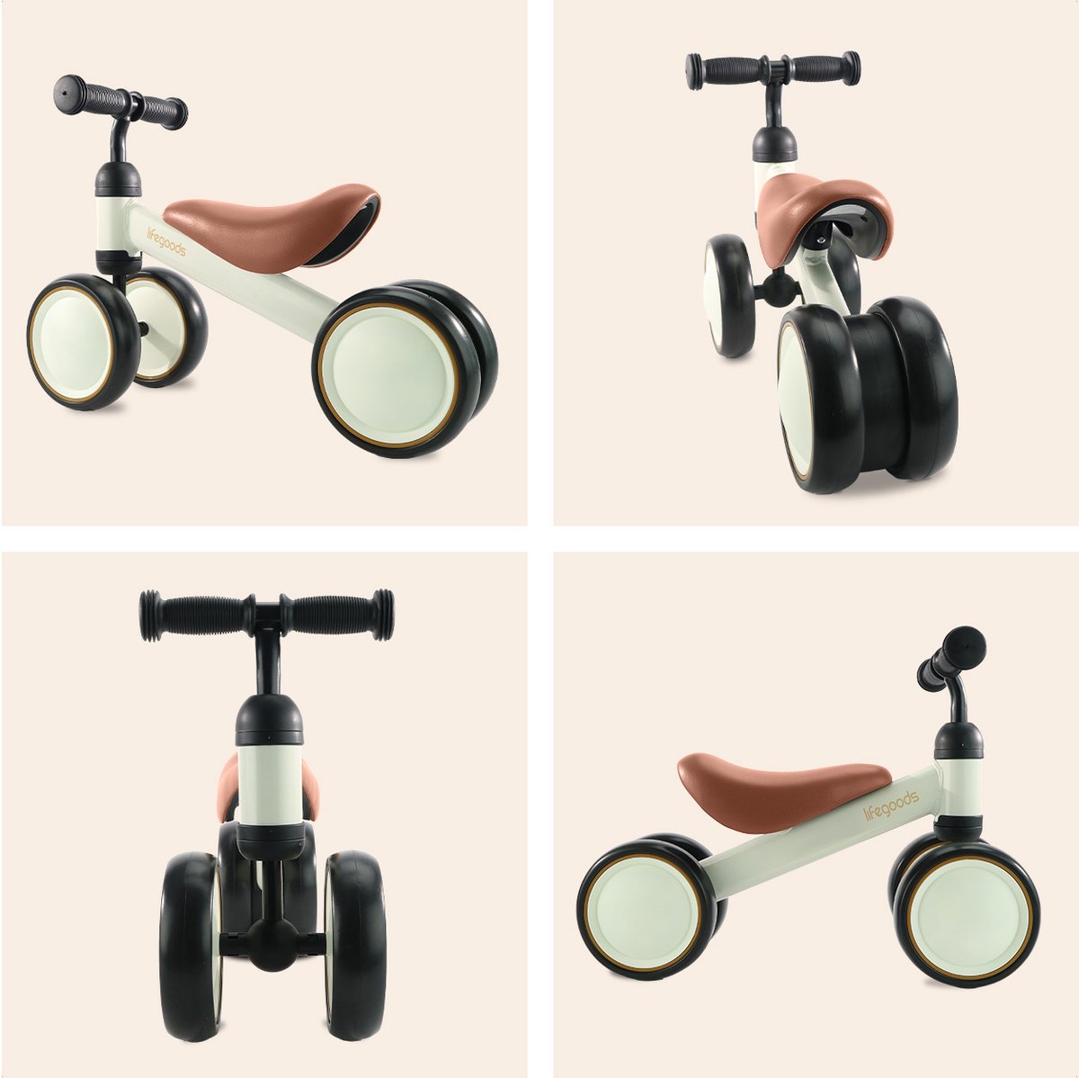 LifeGoods Loopfiets - Speelgoed Vanaf 1 jaar - Jongens en Meisjes - Kinderstep - Loopfietsje - Crème — afbeelding 9