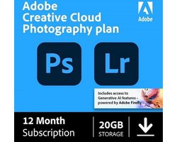 Adobe Creative Cloud - Photography Plan - 20GB cloudopslag - 1 Jaar/ 1 User - PC/Mac