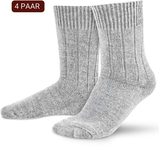 Twee grijze Sukats wollen sokken, 4 paar.
