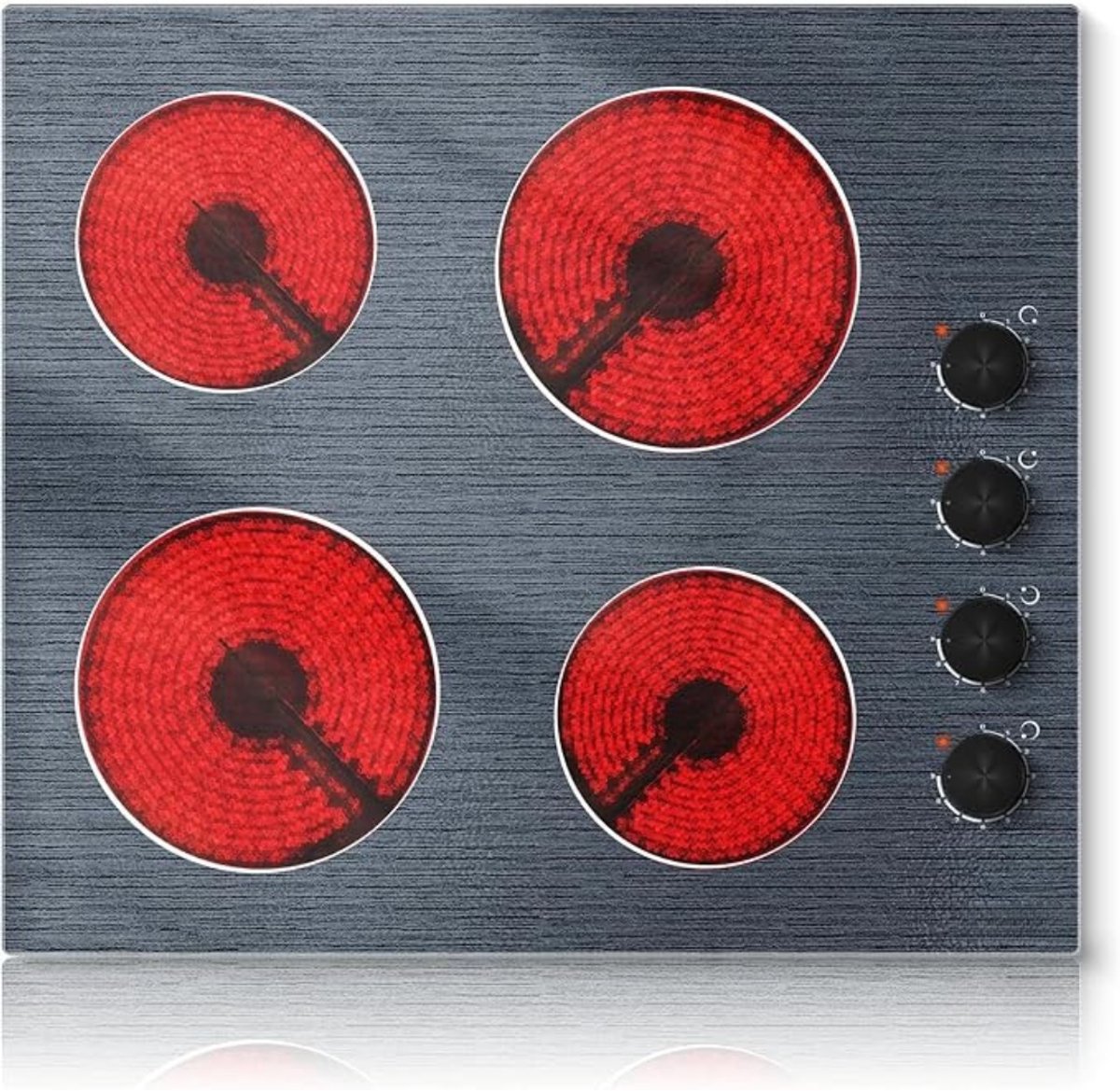MMP® Elektrische Kookplaat 4 Pits - Elektrische Fornuis - Elektrische Kookplaat Vrijstaand - 4 Kookzones - Kinderslot - Zwart - 59cm x 52cm x 5cm