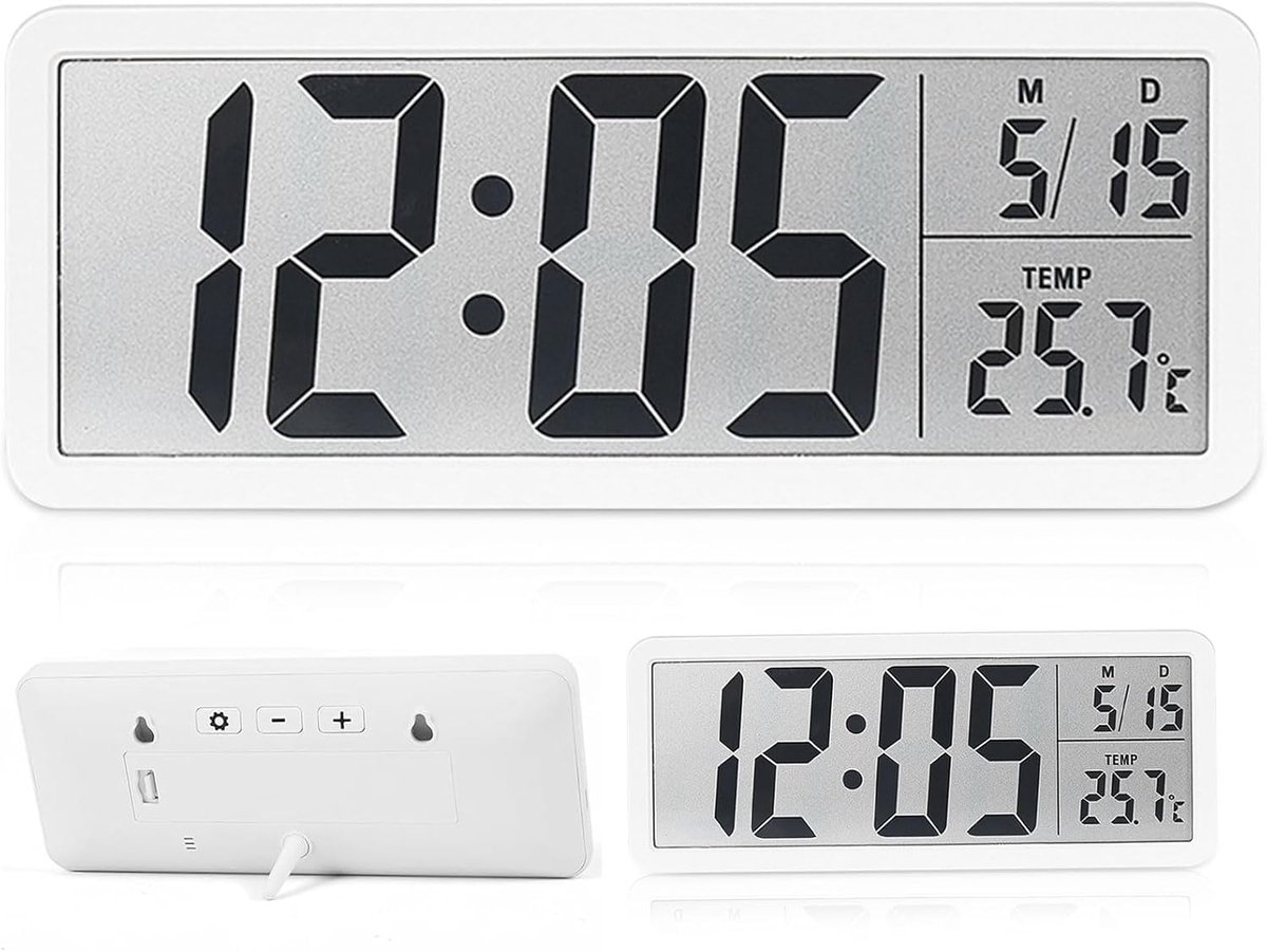 Digitale Wandklok met Temperatuurweergave, Ideaal voor Slaapkamer, Woonkamer, en Kantoor
