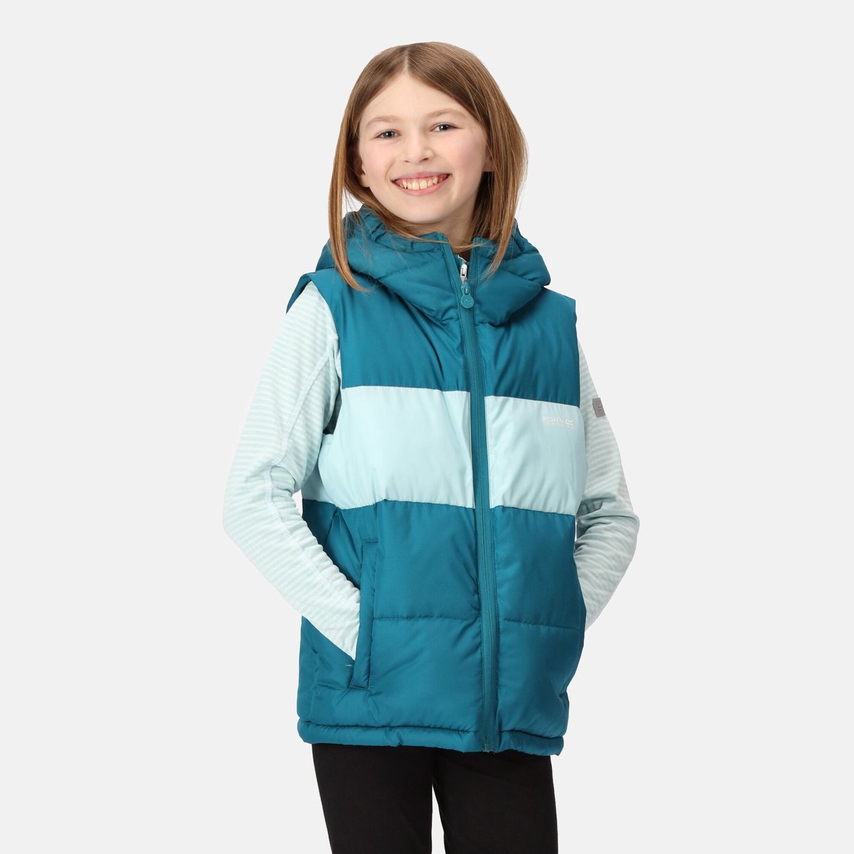 Bodywarmer Wandelen Kinderen Padded Hooded Blauw