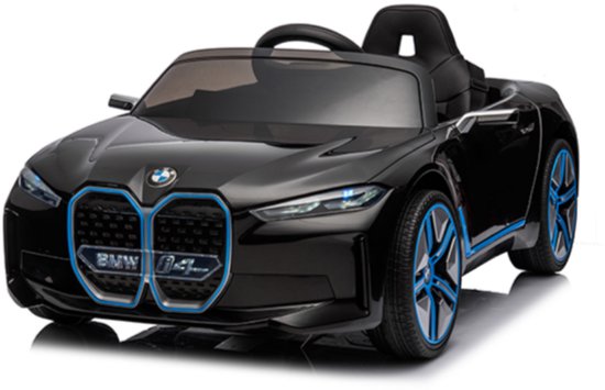 BMW i4 Elektrische Kinderauto – 12V Accu Auto – 1-zits – Zwart – Met Afstandsbediening, LED Verlichting, Muziek, Kunstleren Zitting & EVA Rubberen Banden