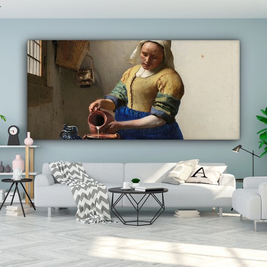 Peinture sur toile 200x100 cm - Décoration murale La Laitière - Peinture de Johannes Vermeer - Décoration murale murale salon - Décoration chambre - Accessoires chambre - Peintures sur toile
