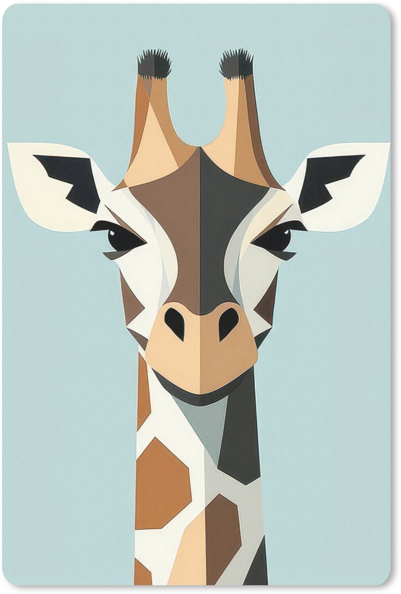 Muismat 18x27 cm - Mousepad Giraffe - Illustratie - Bruin - Minimalistisch - Muismatten