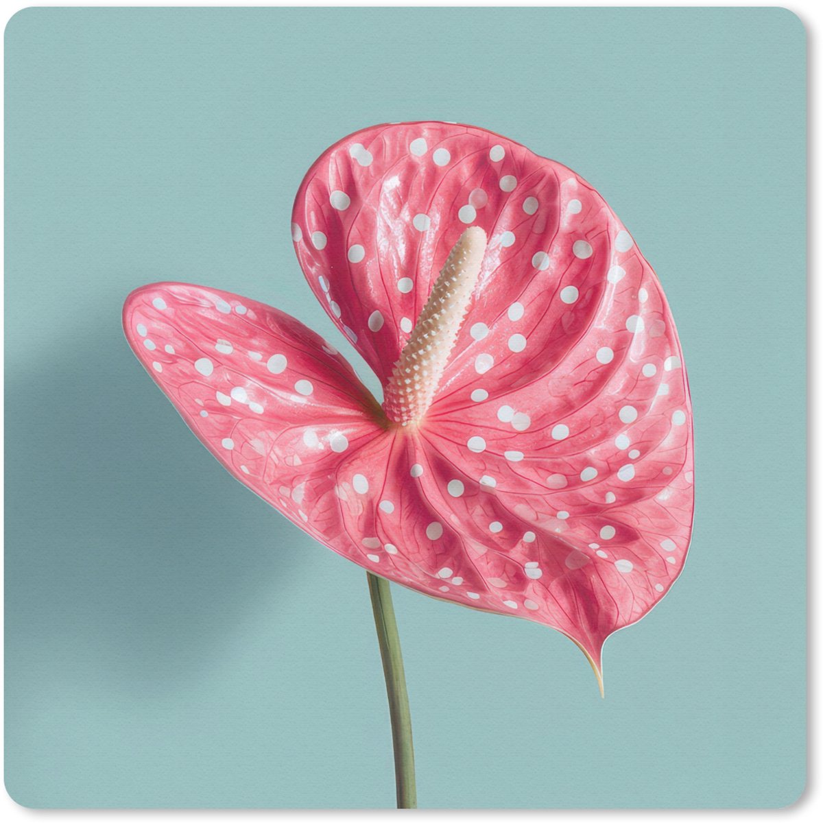 Muismat 20x20 cm - Mousepad Blad - Anthurium - Stippen - Roze - Muismatten