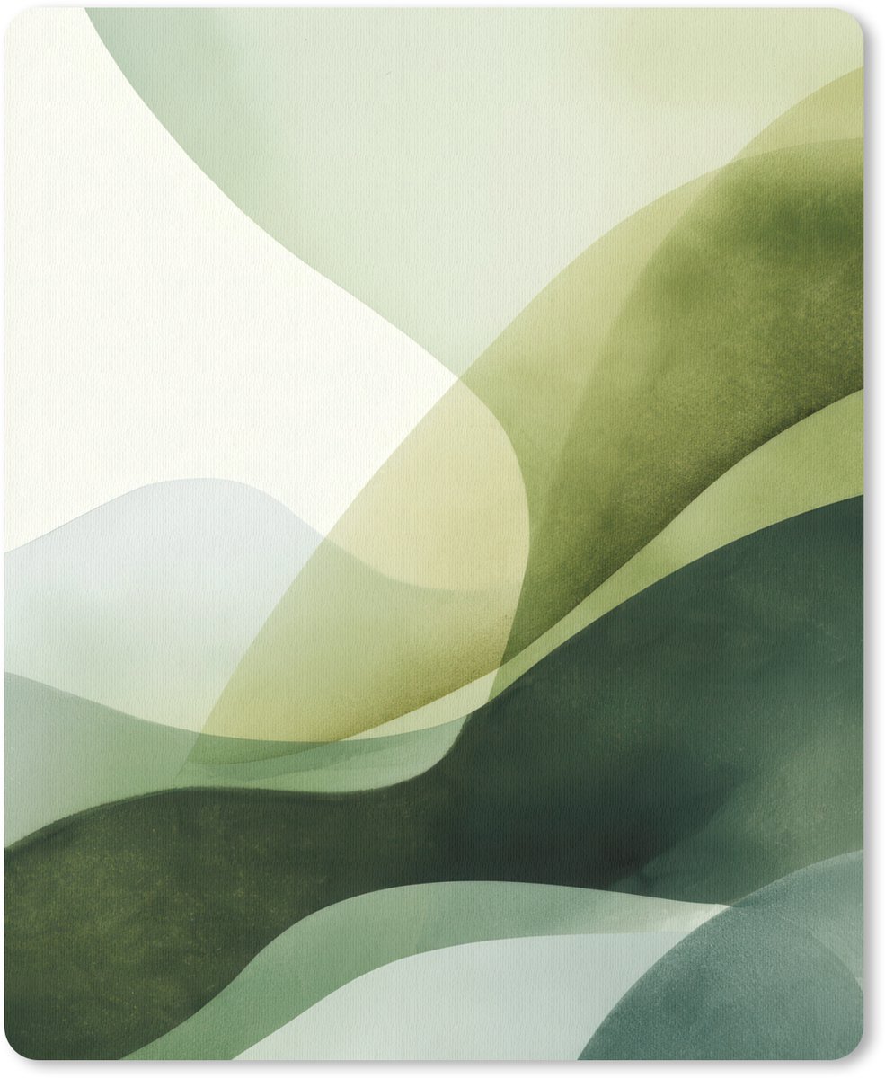 Muismat 19x23 cm - Mousepad Golven - Abstract - Lichtgroen - Sierlijk - Muismatten