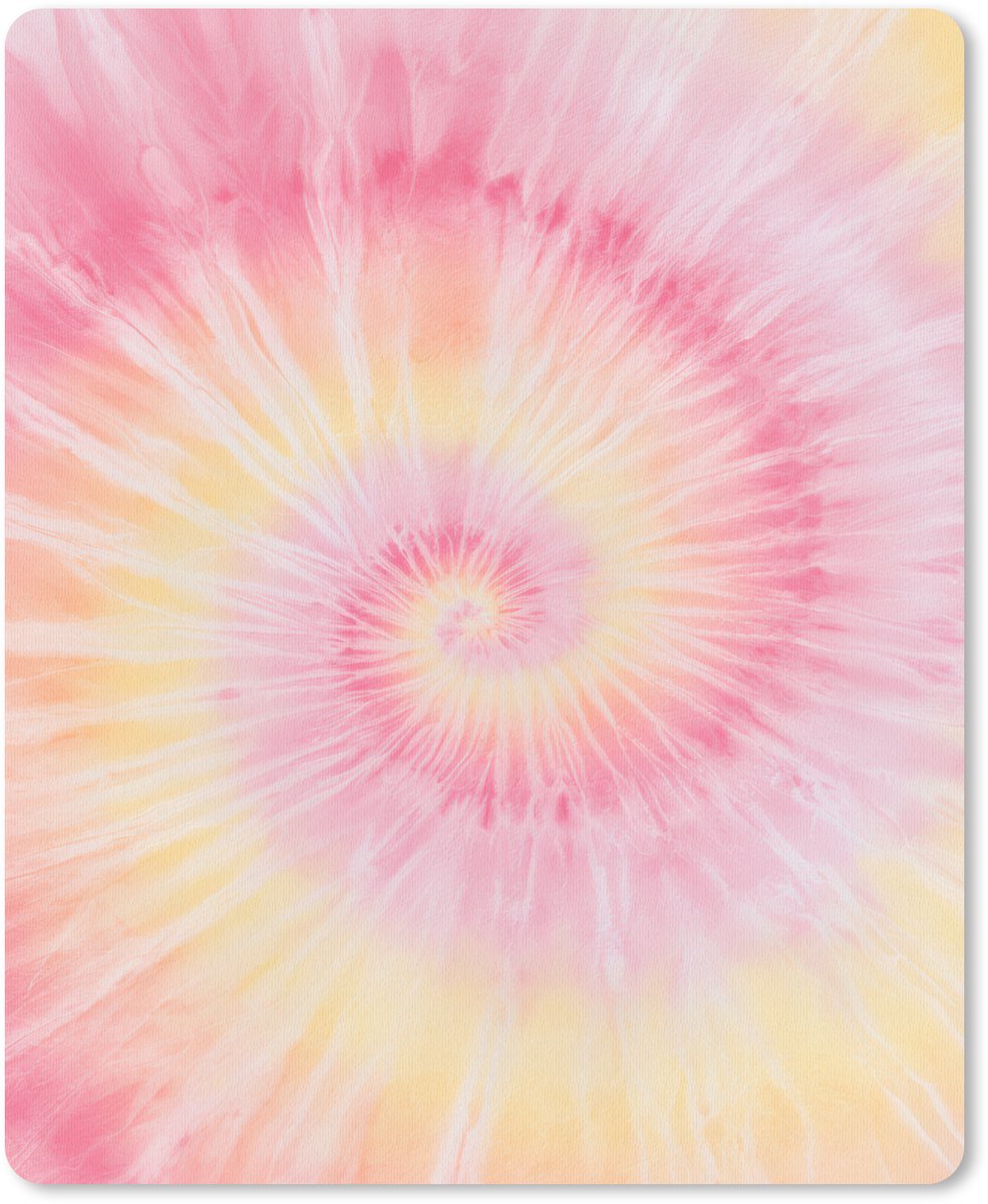 Muismat 19x23 cm - Mousepad Patroon - Tie Dye - Pasteltinten - Roze - Muismatten