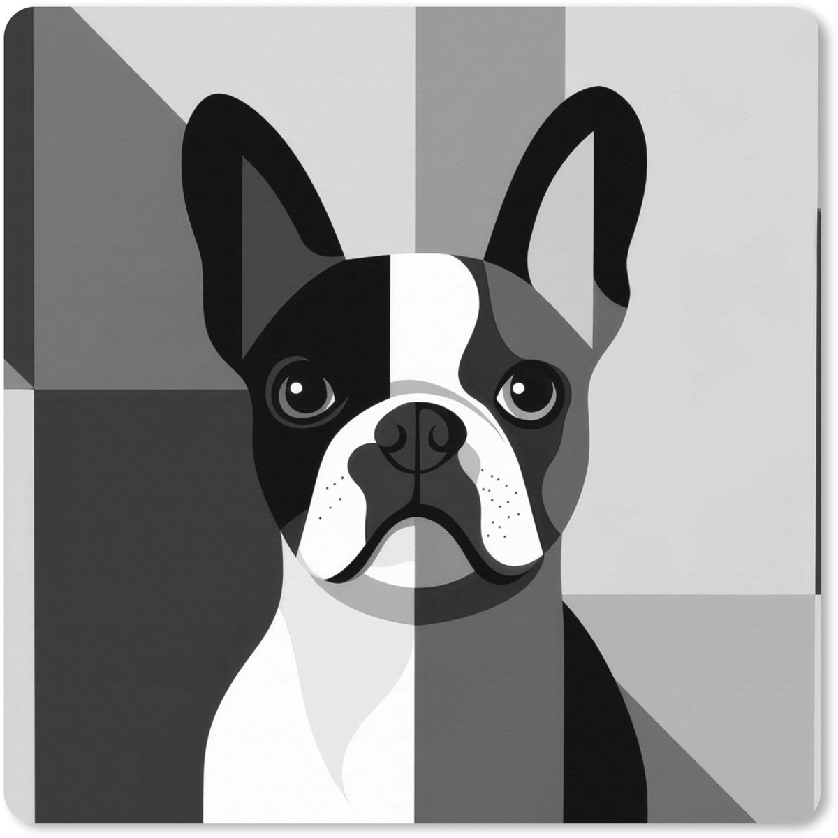 Muismat XXL 50x50 cm - Bureau onderlegger - Bureau mat Buldog - Zwart - Abstract - Vlakken - Bureaumat - Gaming mousepad xl - Bureaulegger groot - Computer deskmat