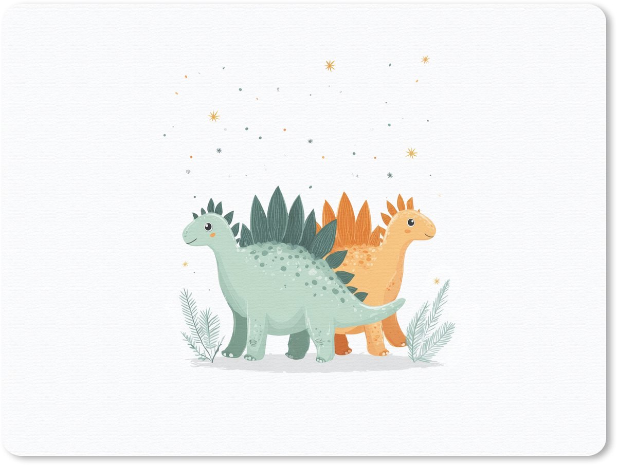 Muismat 23x19 cm - Mousepad Planten - Sterren - Dinosaurussen - Oranje - Muismatten