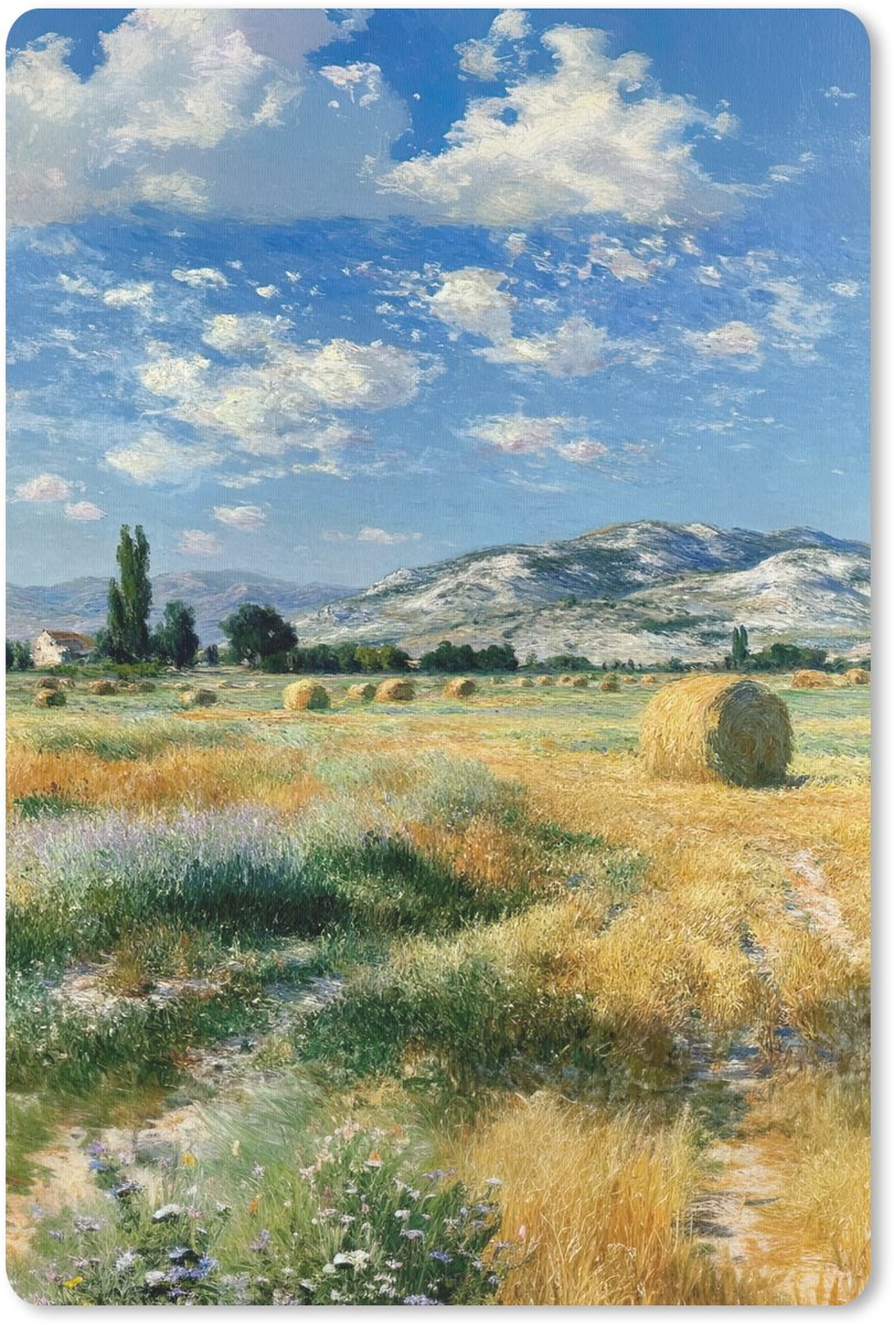 Muismat 18x27 cm - Mousepad Landschap - Strobalen - Bergen - Wolken - Muismatten