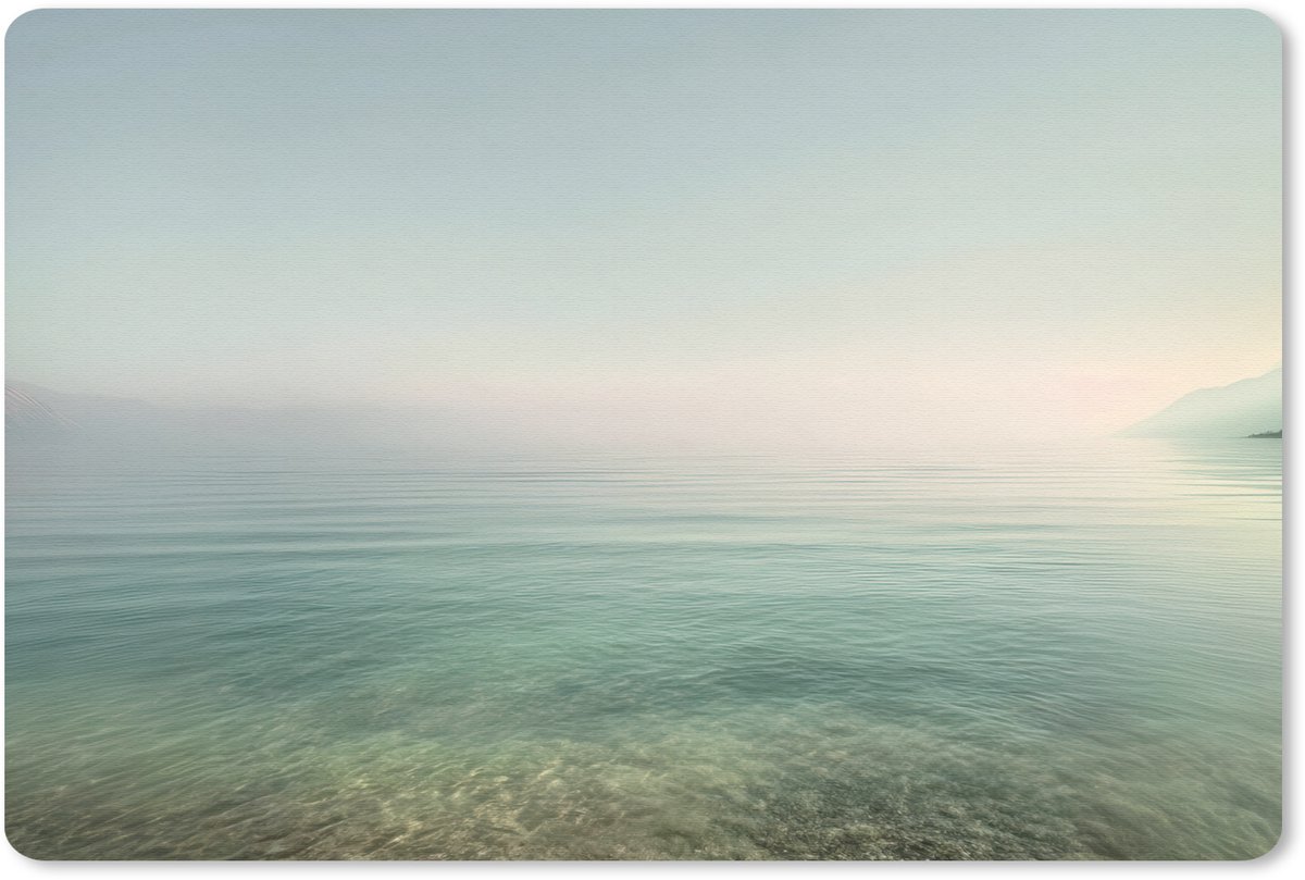 Muismat 27x18 cm - Mousepad Zee - Horizon - Blauw - Mist - Muismatten
