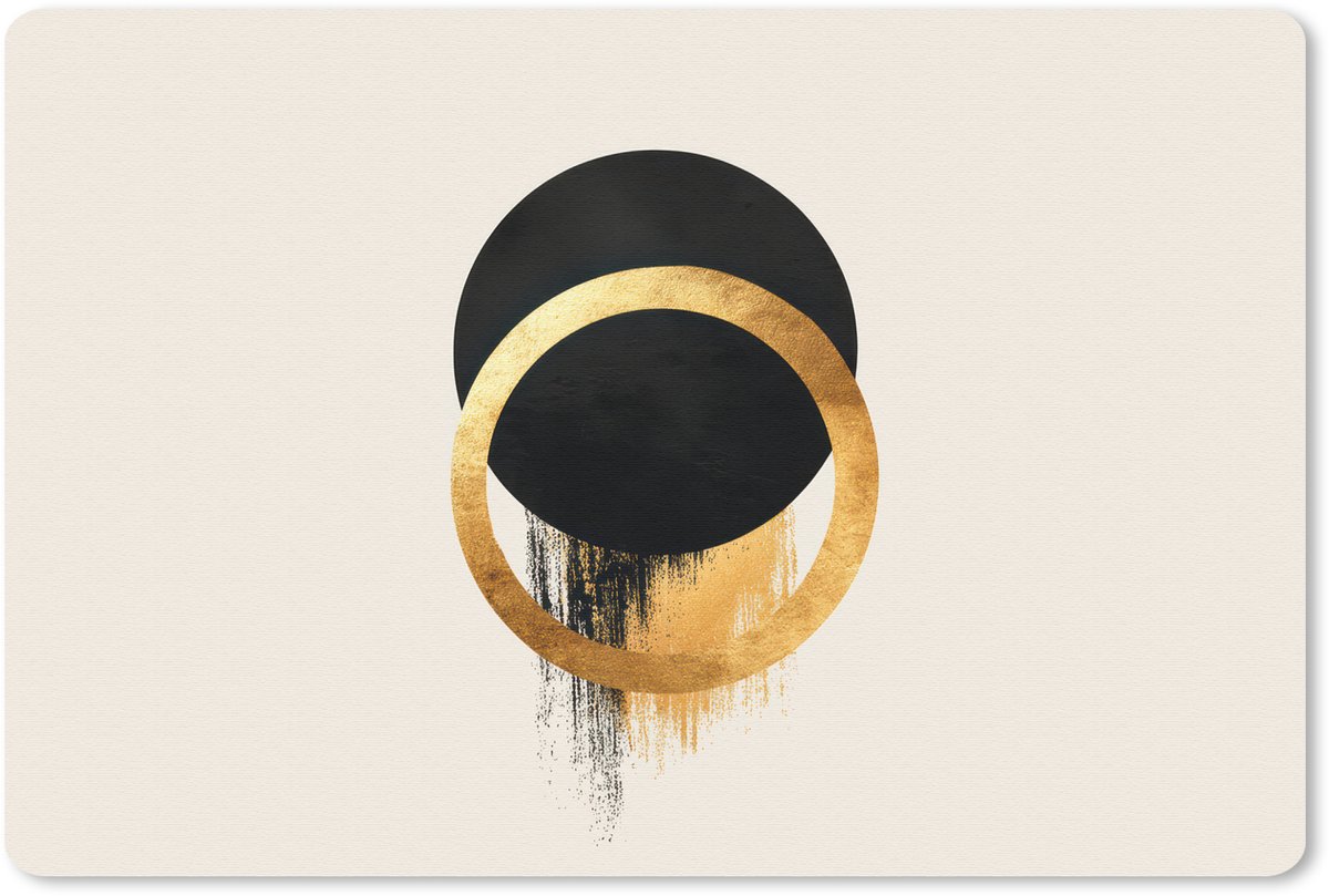Muismat 27x18 cm - Mousepad Abstract ontwerp - Zwarte cirkel - Verfvlekken - Muismatten