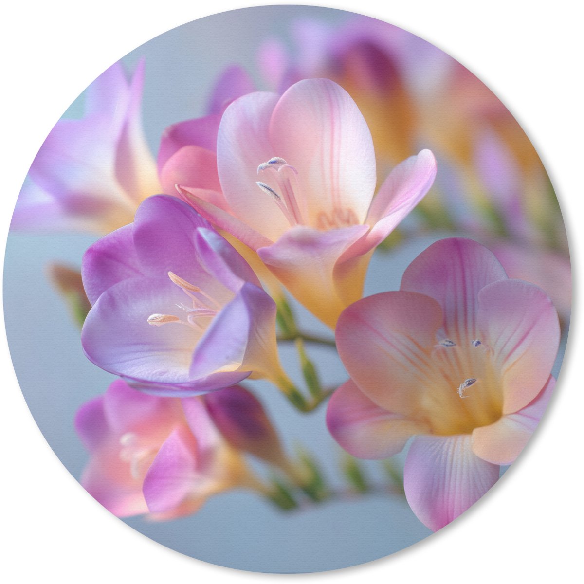 Muismat rond 30x30 cm - Mousepad Bloemen - Paars - Overloop - Meeldraden - Ronde muismatten