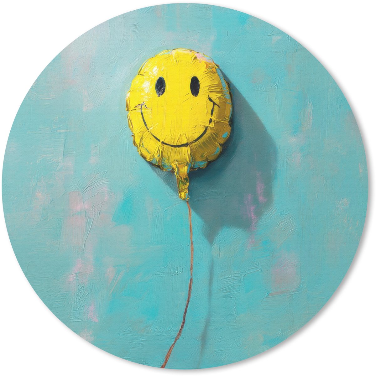 Muismat rond 30x30 cm - Mousepad Ballon - Geel - Smiley - Ronde muismatten