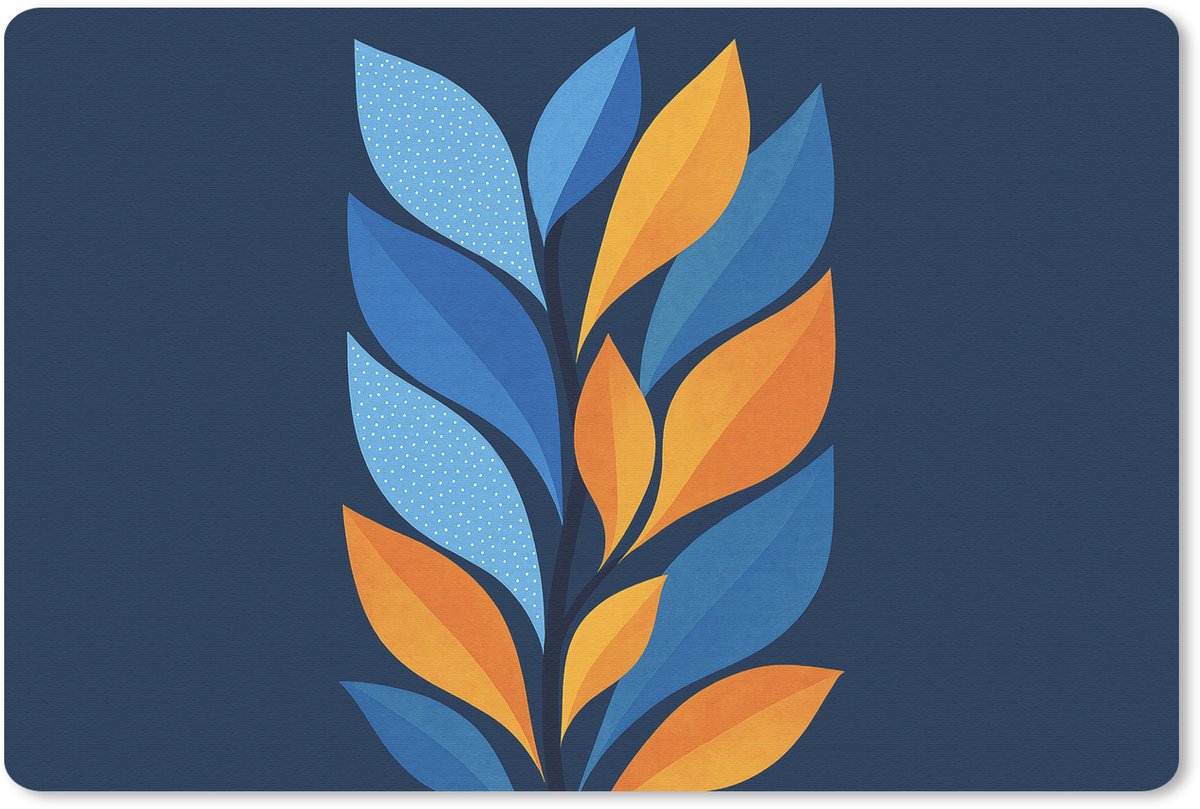 Muismat 27x18 cm - Mousepad Abstract - Bladeren - Blauw - Muismatten