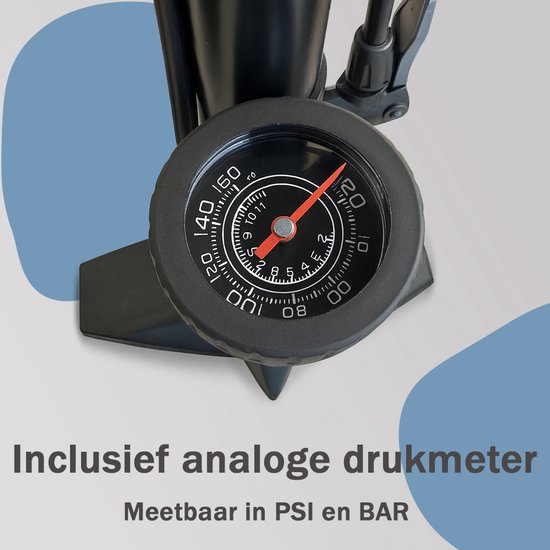 Cycloni Profi Vloerpomp - Fietspomp met Manometer - Auto- en Hollands Ventiel - Tot 11 Bar - Betrouwbare Fietspomp voor MTB, Racefiets en Stadsfiets — afbeelding 2