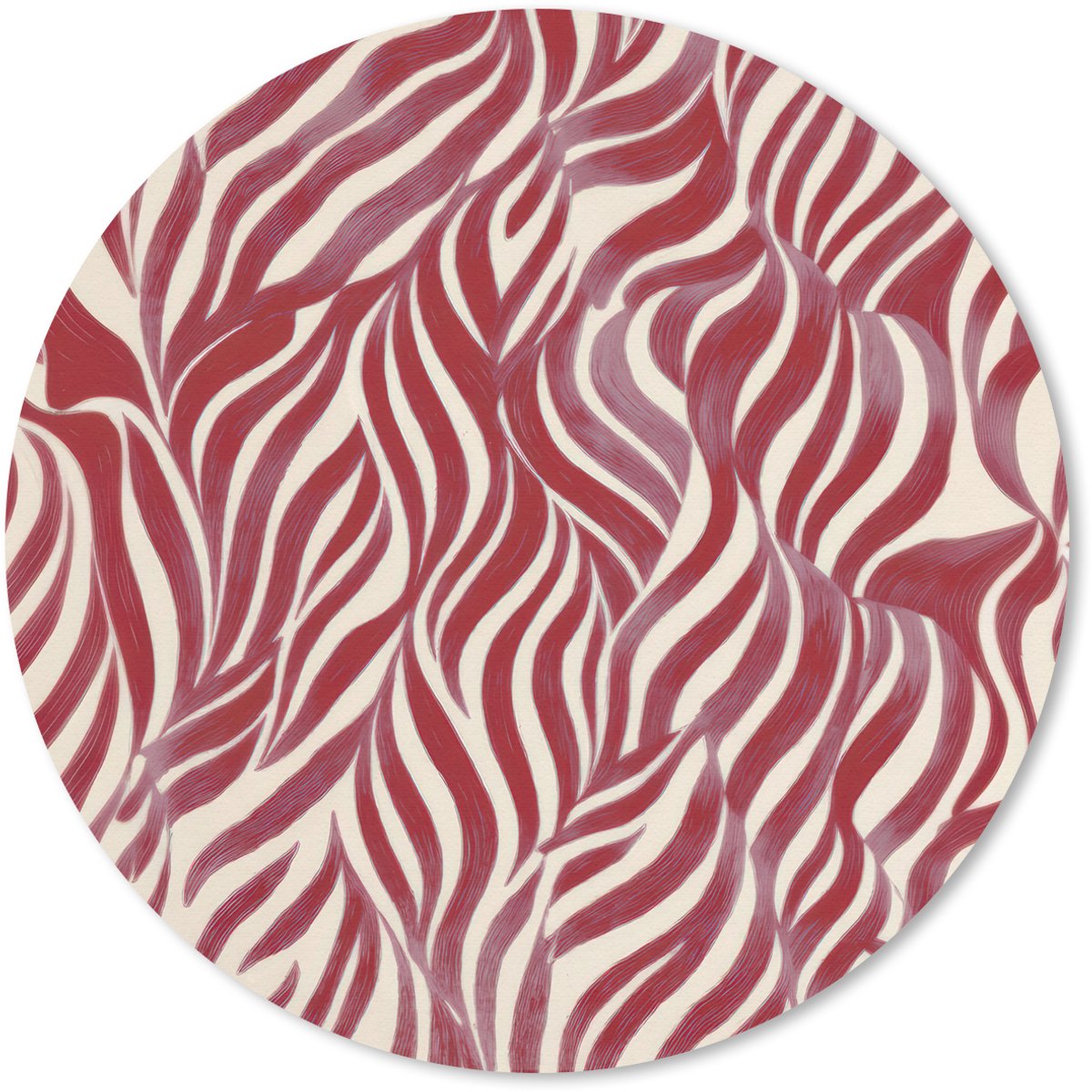 Muismat rond 30x30 cm - Mousepad Golvende vormen - Abstract - Rood - Ronde muismatten