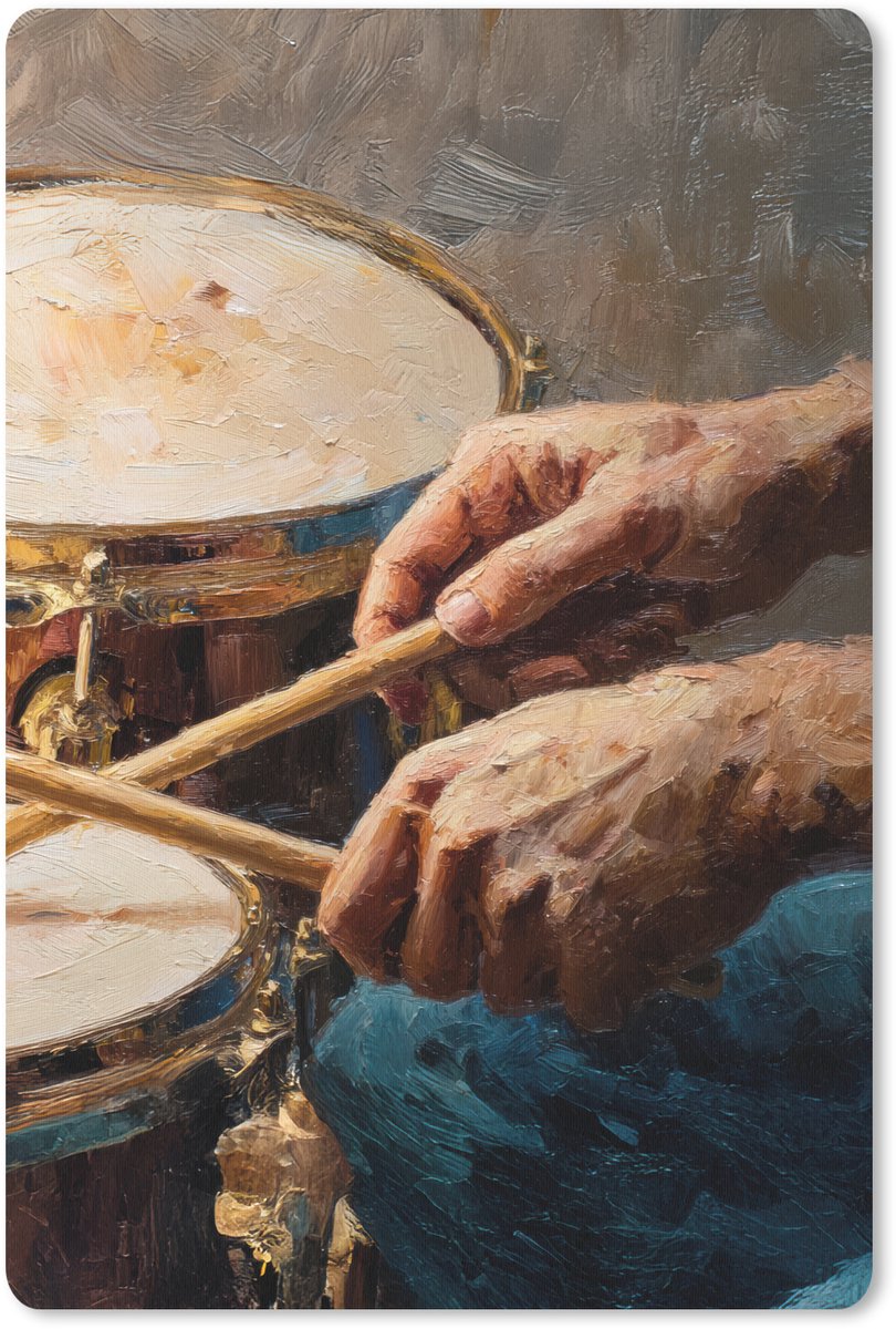 Muismat 18x27 cm - Mousepad Drumstokken - Olieverf - Man - Muismatten