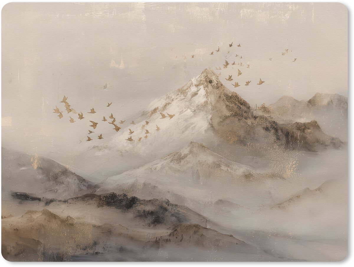 Muismat 23x19 cm - Mousepad Berglandschap - Mist - Penseelstreken - Muismatten