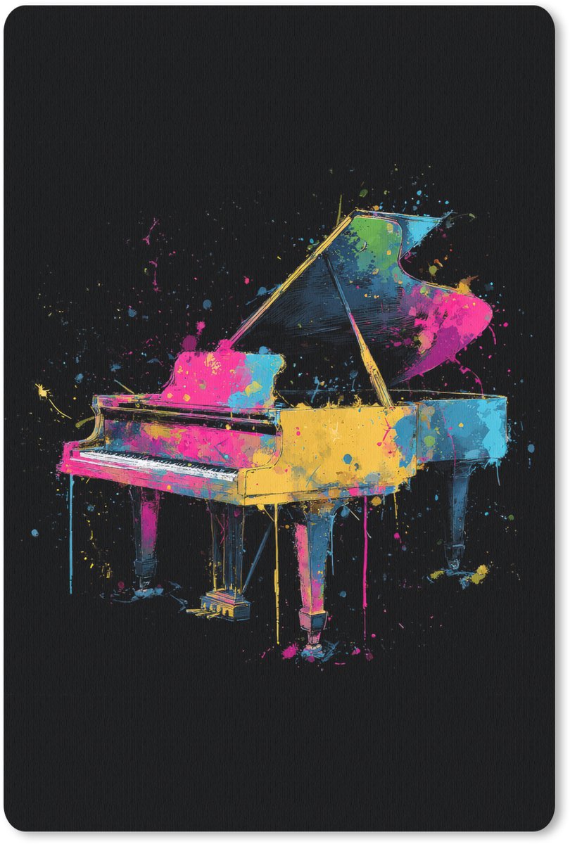 Muismat 18x27 cm - Mousepad Piano - Kleurrijk - Verf - Modern - Muismatten