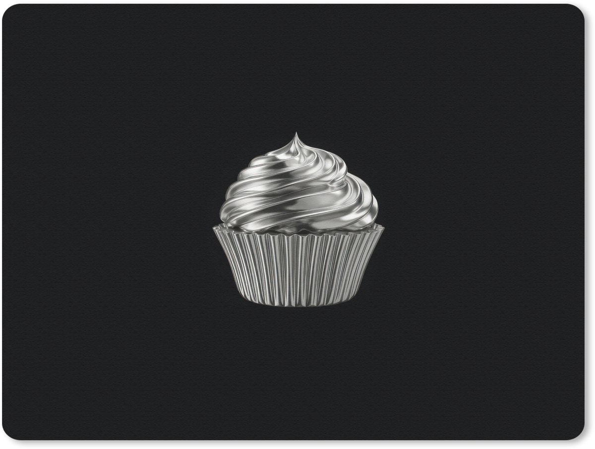 Muismat 23x19 cm - Mousepad Cupcake - Luxueus - Zilver - Muismatten
