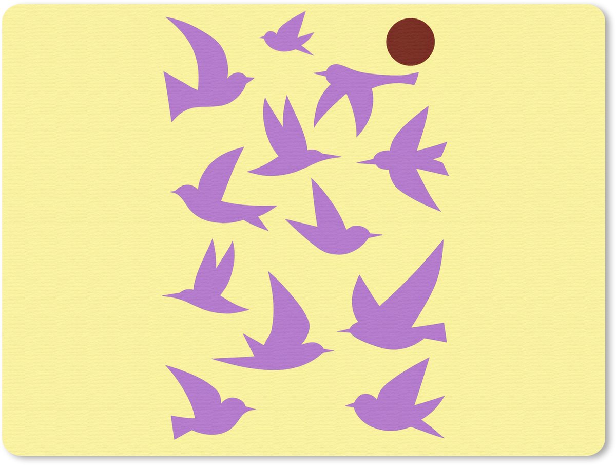 Muismat 23x19 cm - Mousepad Vogels - Cirkel - Geel - Beweging - Muismatten