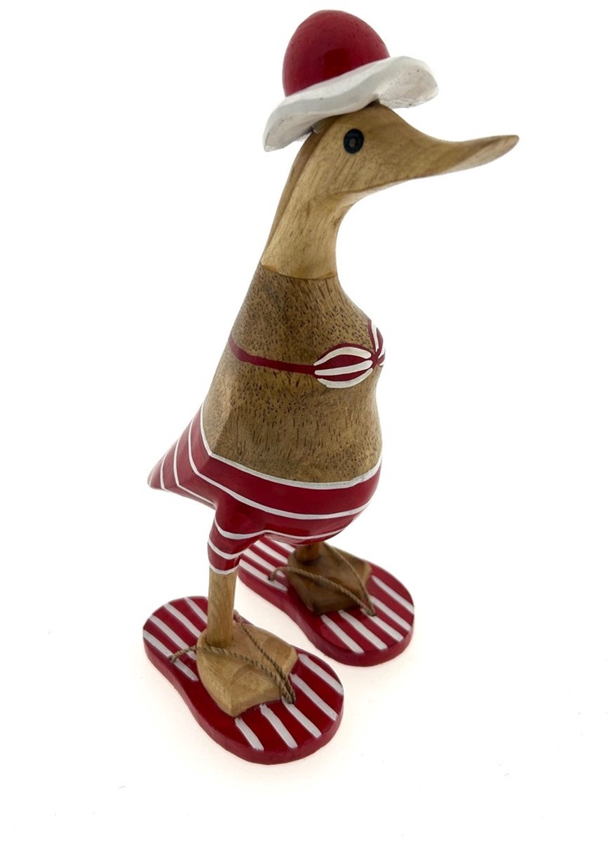 Houten eend Jannie L rood