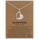 Collier Cœur pour Chien en Acier Inoxydable sur Carte Cadeau Argentée - « Amour des Chiens » - 45 cm + 5 cm Ajustable - Pendentif Cadeau Adorable - Pax Amare