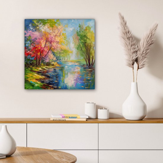 Toile Peinture Huile - Paysage - Nature - Coloré - 50x50 cm - Décoration murale