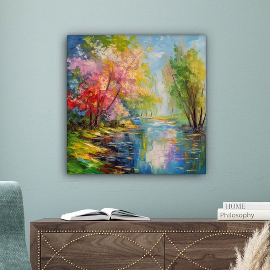 Toile Peinture Huile - Paysage - Nature - Coloré - 50x50 cm - Décoration murale