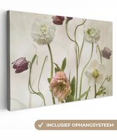 Peinture sur toile - Fleurs - Vintage - Bouquet - Nature - Décoration murale - Chambre à coucher - Tableau sur toile - 120x80 cm - Toile sur toile - Décoration salon