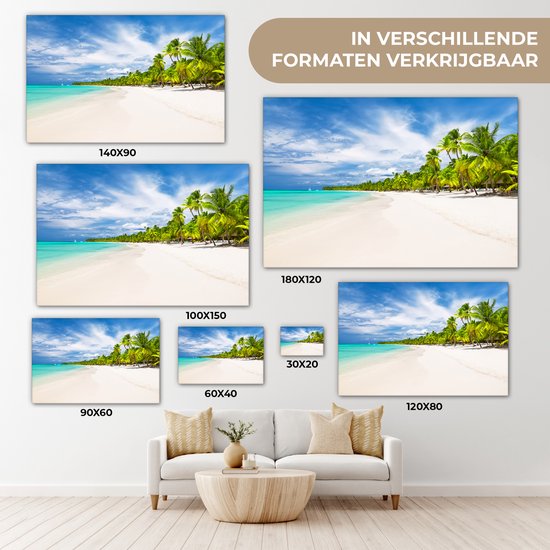 Peintures sur Toile Plage - Mer - Palmiers - 120x80 cm - Décoration murale