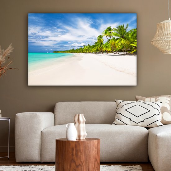 Peintures sur Toile Plage - Mer - Palmiers - 120x80 cm - Décoration murale