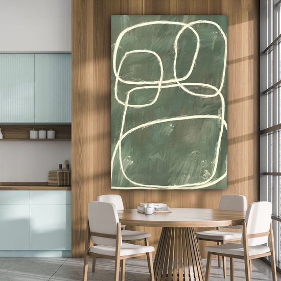 Canvas schilderij 120x180 cm - Wanddecoratie Abstract - Groen - Kunst - Modern - Muurdecoratie woonkamer - Kamer decoratie modern - Abstracte schilderijen