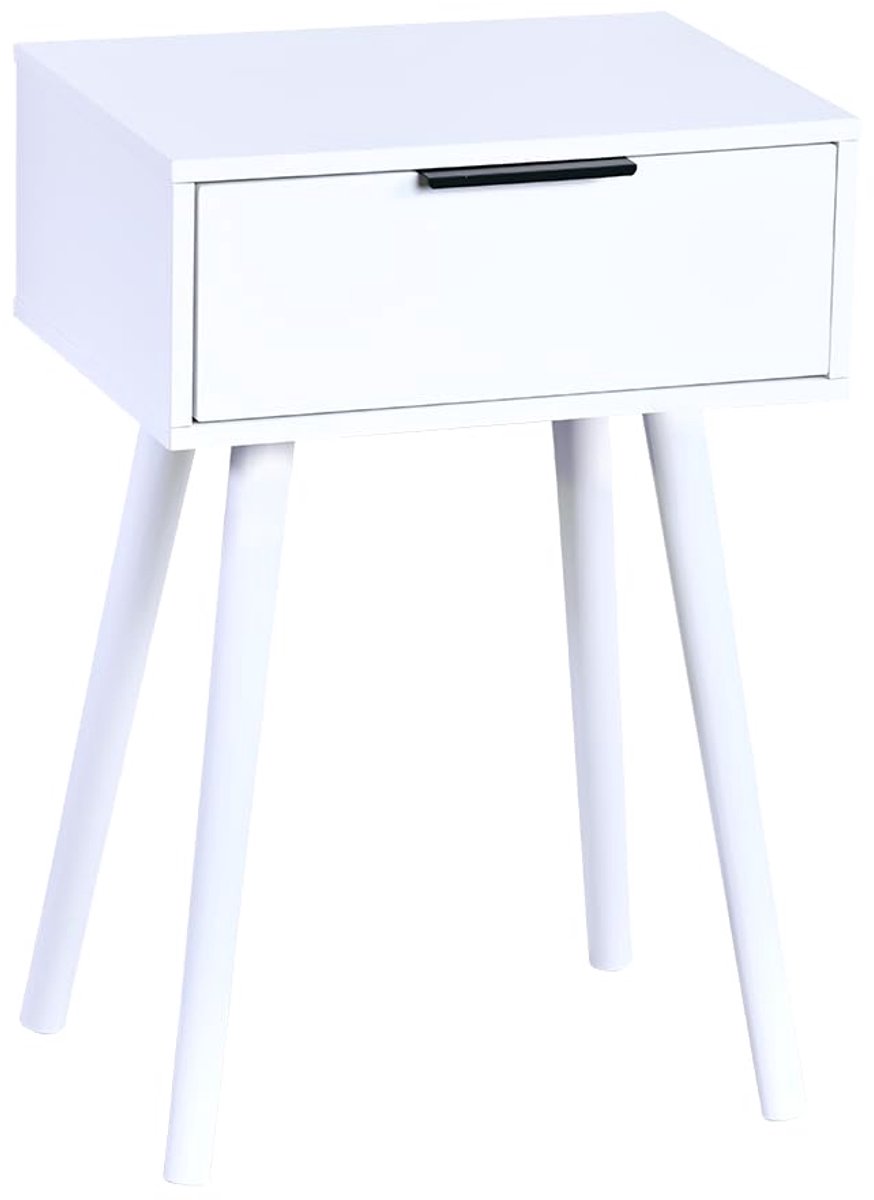 Azomor® Witte nachtkastje van vezelplaat met handige lade en elegant ontwerp
