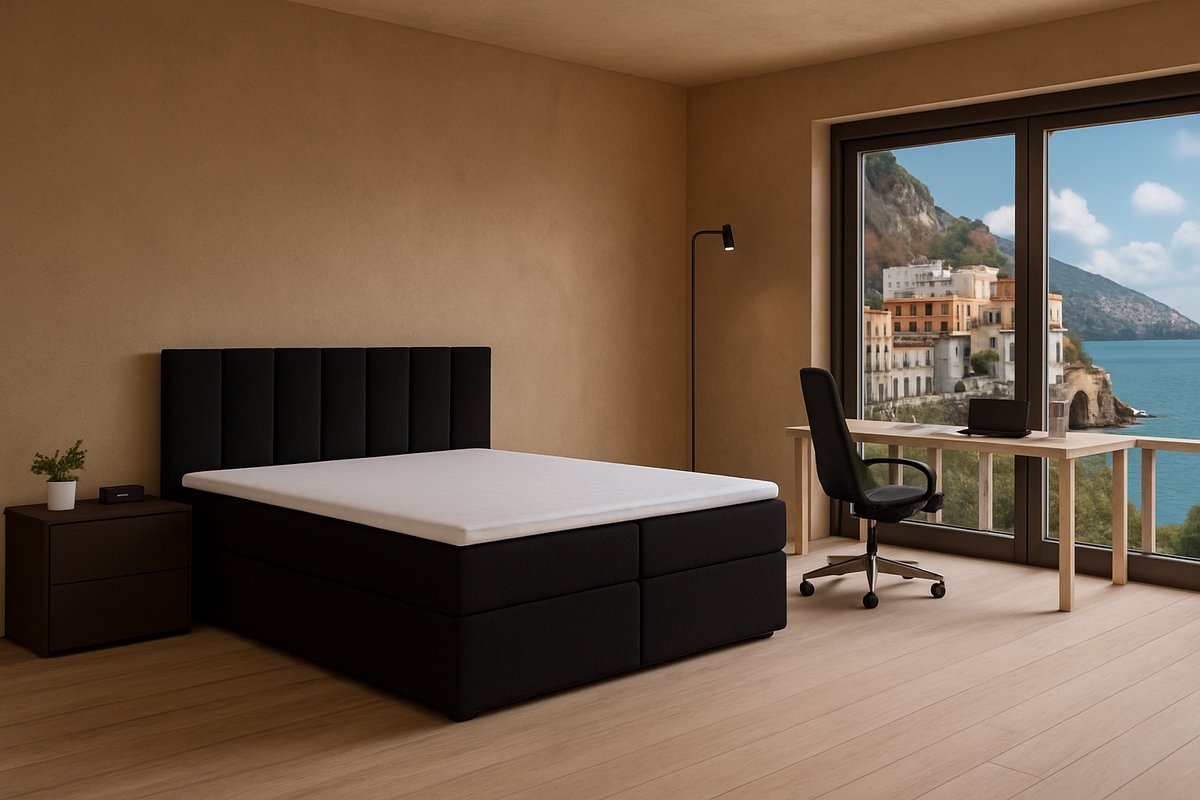 Boxspring Amalfi vlak, 80x220 cm, kleur zwart