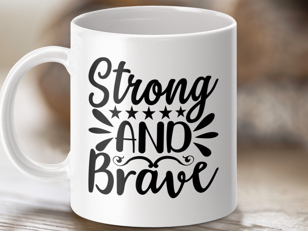 Mok Sterk en Dapper Design, Inspirerende Boodschap Mok, Positieve Quote Koffiemok, Motiverende Cadeau Idee